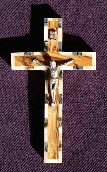 crucifix latin edge mother of pearl and abalone sm